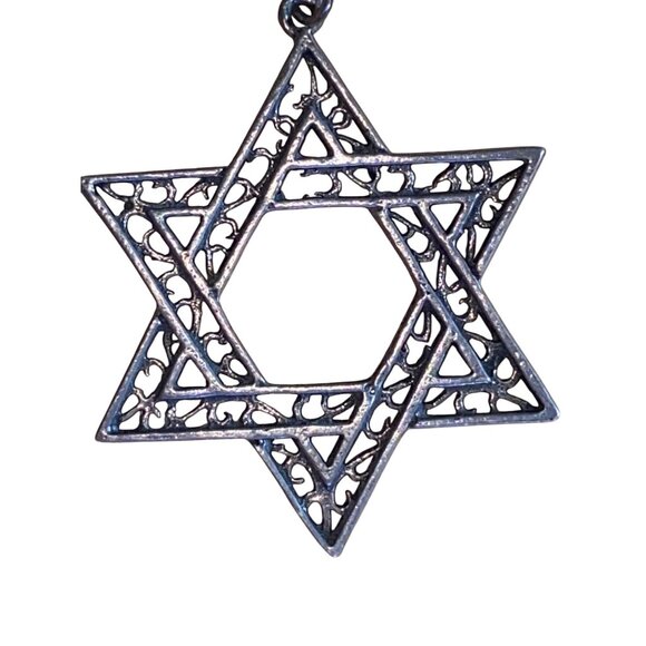 Star Of David Filigree Design Metal Pendant Necklace Jewelry Accessory - Picture 2 of 5